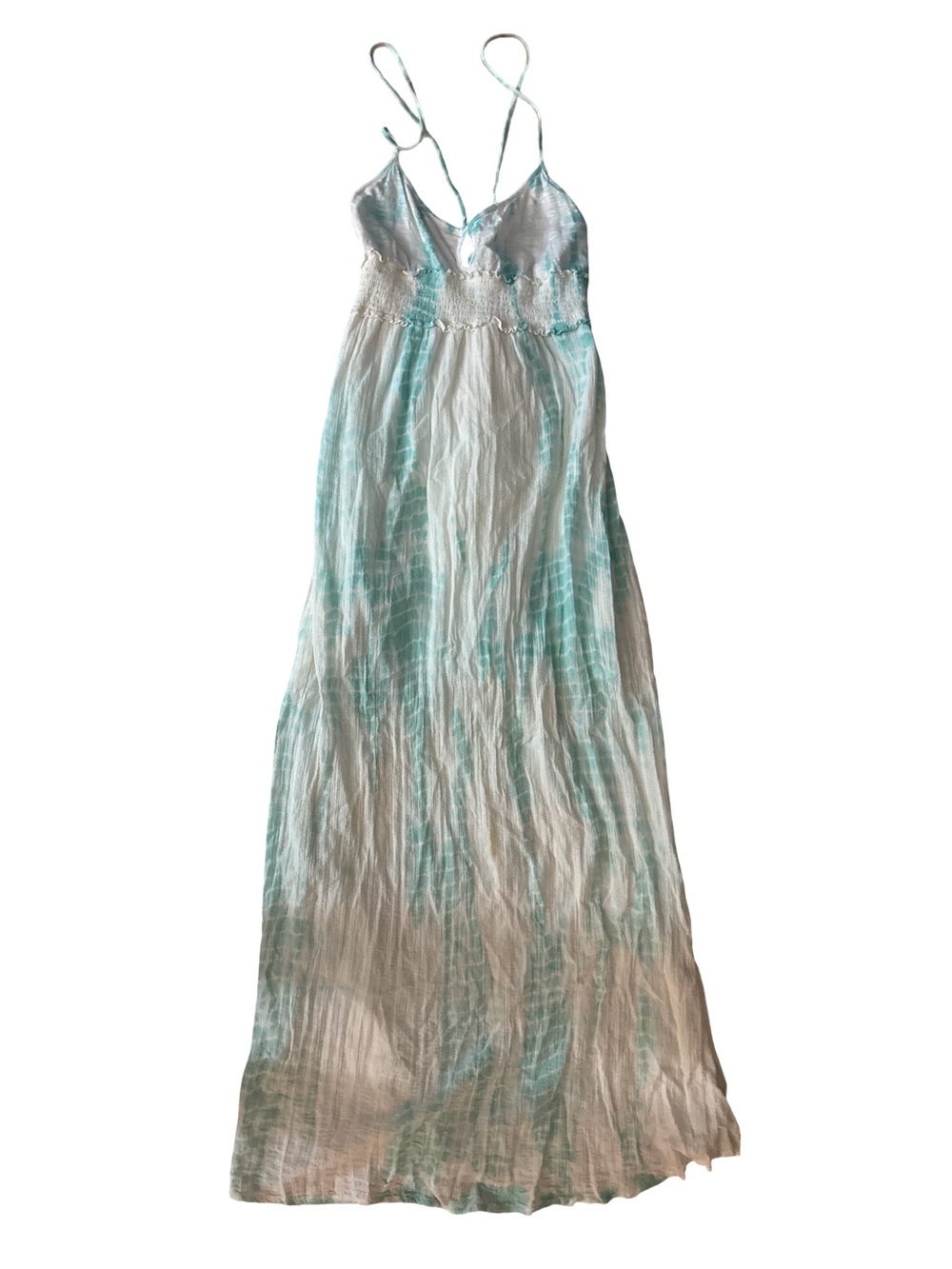 Hollister Teal and White Tie-Dye Maxi Slip Dress